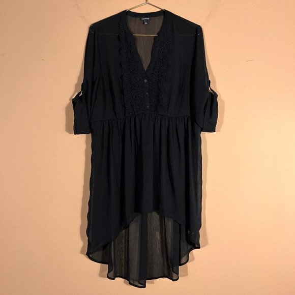 Torrid Plus Women's High/Low Semi Sheer Black Dress 12/L - Picture 1 of 9